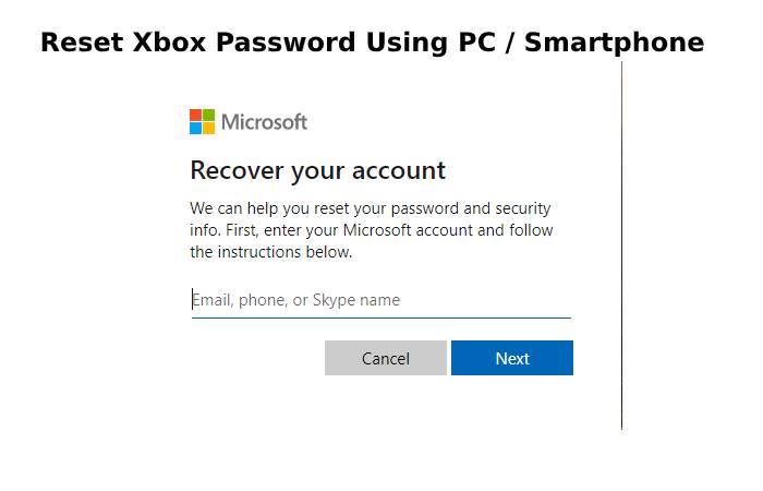 Reset Xbox Password Using PC / Smartphone